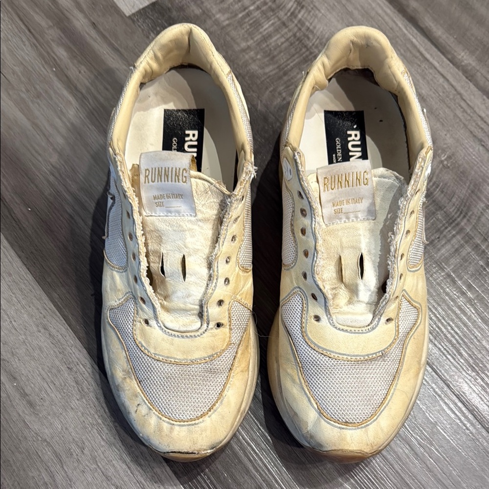 Golden Goose Cream Athletic Shoes Retro Style